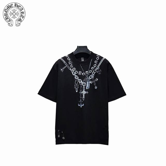chrome Hearts 克罗心 25Ss 锁链十字架短袖T恤 面料采用进口机器织造而成 布面纹路的独特性创造出完美的成衣效果 面料采用净布260克重 搭配3