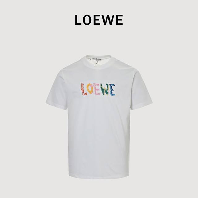 loewe罗意威 字母彩虹刺绣Logo 短袖T恤 榻榻米绣花工艺针数密度饱满 走线工整 棉质面料 上身柔软 透气体感特别好 不易变形 不易缩水 不易褪色 宽松版