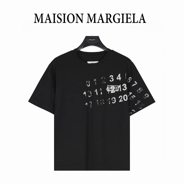 maisonmargiela 马吉拉 数字绘画斑驳涂鸦圆领短袖T恤 重磅精梳260G纯棉双纱面料 3D数码直喷工艺 螺纹定织定染通肩拉条工艺增加衣物清洗寿命 触