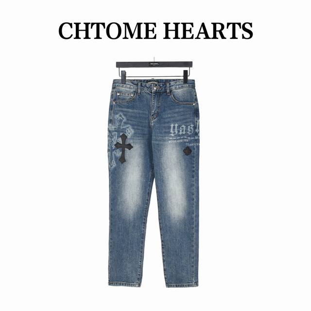chtome Heart 克罗心经典十字架牛仔长裤 chtome Heart 克罗心经典十字架牛仔长裤 成裤后做重度酵素石磨漂洗 每条水洗均有所不同 重度水洗工