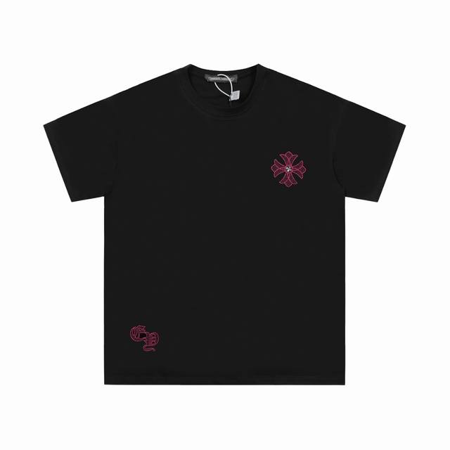 高版本Chrome Hearts克罗心 网格刺绣刺绣短袖 前后均为网格刺绣 难度极高 质感满满 中间金属十字是点睛之笔 面料使用 克高克重全棉双纱面料 纹路清晰