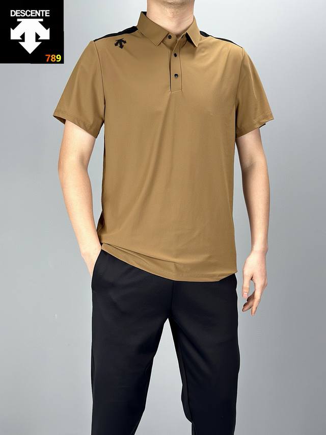 2025迪桑特冰丝无痕舒适防晒抗菌polo 采用导热的十字编织冰丝凉感面料 面料与肌肤形成汽热循环多孔纤维 可快速散热透气 不闷汗 出汗不黏身 柔软细腻适应多种
