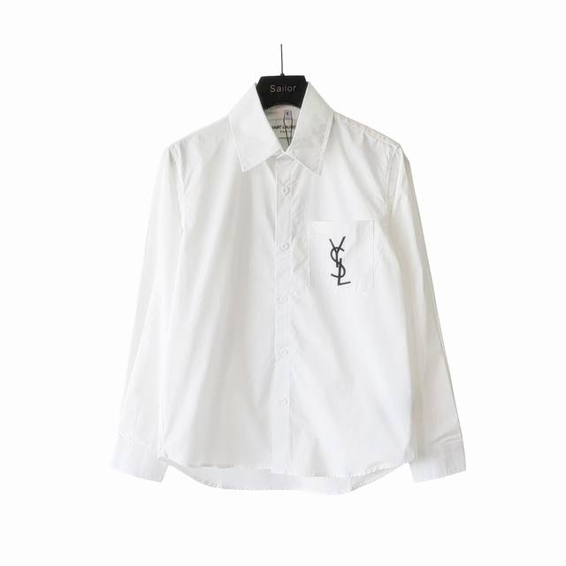 实拍细节图+尺码表 圣罗兰Ysl 23Ss 刺绣Logo衬衫 独家发售 面料采用纯棉定制面料 刺绣前面口袋 专属Ysl重工刺绣 后背与前面相对称 Ins爆款 颜