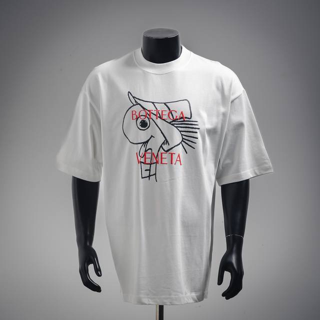 bottega Veneta葆蝶家Bv 25Ss小蛇图案字母刺绣短袖T恤 size:Xs-L