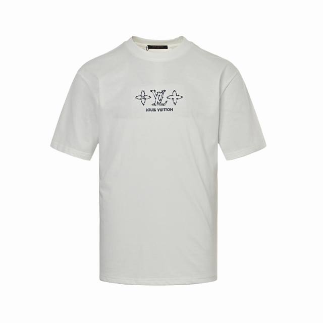 louis Vuitton 路易威登 25Ss 四叶草老花刺绣字母短袖 面料采用260克重纯棉 定制32支2*2螺纹 成衣两遍水洗处 面料舒适亲肤无异感 定制定