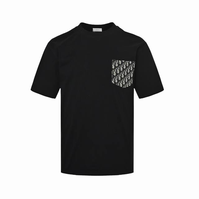 dior 迪奥 25Ss 老花提花口袋短袖 dior 提花牛仔口袋字母Logo圆领T恤 采用定制定染高克重原版面料 洗水完高达280G纯棉双纱面料 螺纹增加到2