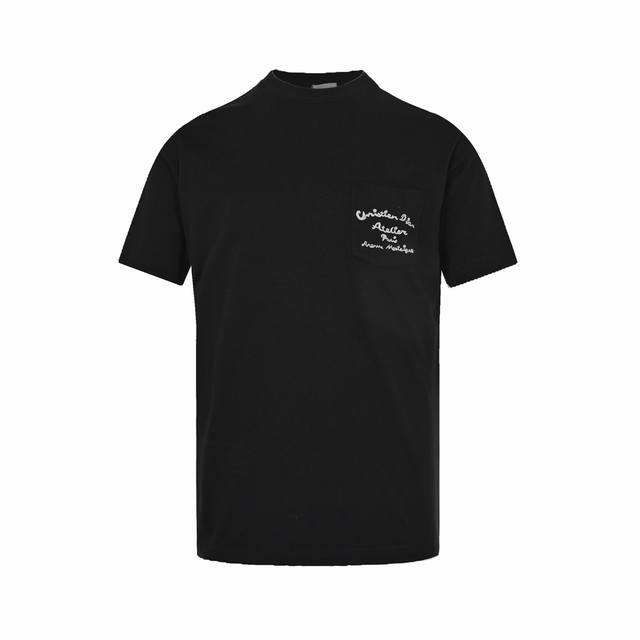 dior 迪奥 23Ss 口袋签名刺绣短袖 对色定染面料 刺绣工艺 提花扁机螺纹 圆领垂直版型 全套辅料配备采用100%棉面 料 多维度测试对比色差问题 调测最