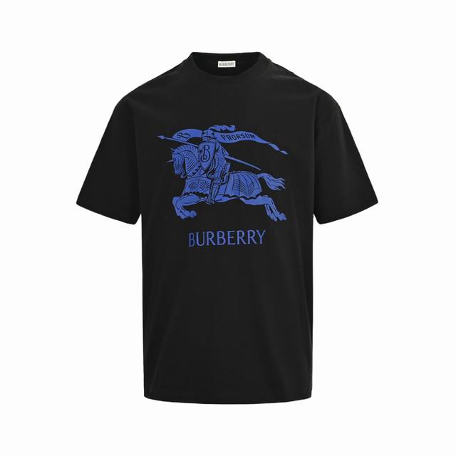 burberry 巴宝莉 25Ss 蓝色战马印花短袖 面料经过2次高温缩水固色 不变形不缩水不起球 26支280G紧密双纱面料 配320G双纱拉架十字紧密高克重