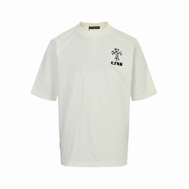chromehearts 克罗心 25Ss 十字架贴布刺绣水洗烧花短袖 定制面料300克双纱 后背一整块大贴布 成本极高 美式酸洗做旧原身布激光烧花贴布绣 字母