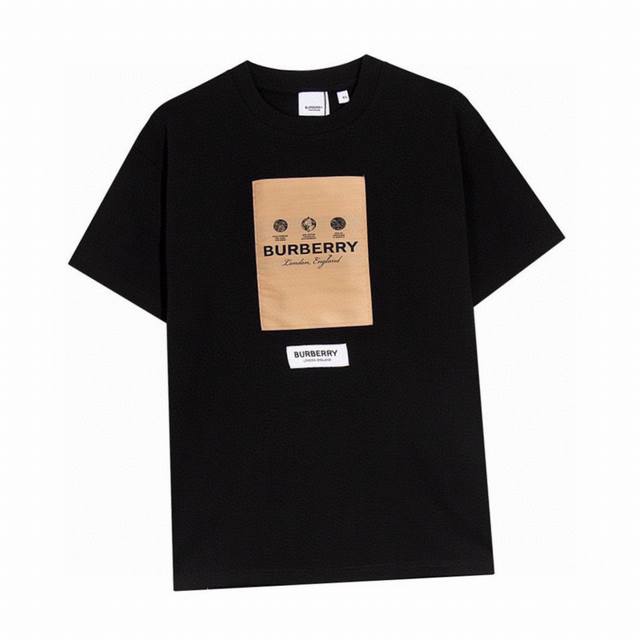 巴宝莉 Burberry 夏季新款 胸前徽标贴布圆领短袖T恤 高端品质采用定织定染高克重面料 洗水完高达280G纯棉面料 螺纹增加到2.7不变形 宽松Overs