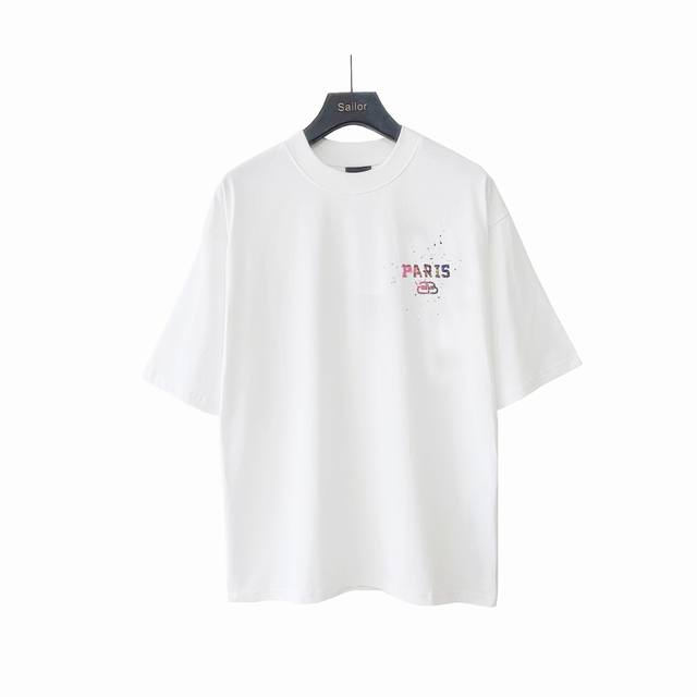 实拍细节图+尺码表 balenciaga 巴黎世家直喷彩印短袖 - 原版面料开发 官方专柜同款 - 螺纹定织定染无色差 采用通肩拉条工艺 百洗不变形 - 采用2