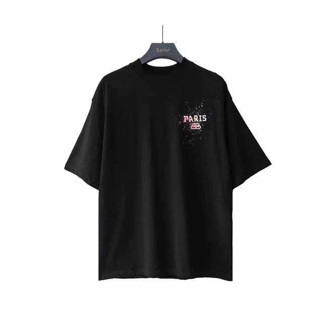 实拍细节图+尺码表 balenciaga 巴黎世家直喷彩印短袖 - 原版面料开发 官方专柜同款 - 螺纹定织定染无色差 采用通肩拉条工艺 百洗不变形 - 采用2