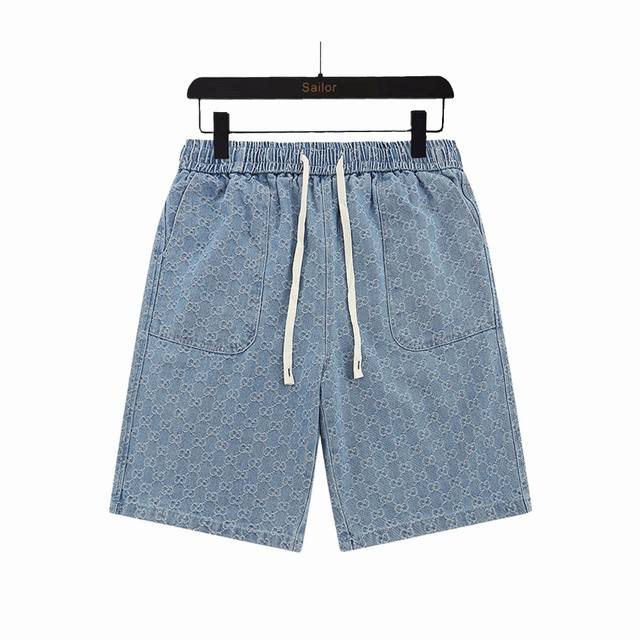 实拍细节图+尺码表 gucci 古驰 经典满印Logo水洗牛仔短裤 G家年度力作也是今年为止做的最牛逼的牛仔短裤 重度水洗工艺 暗藏玄机的细节非常多 这次主推的