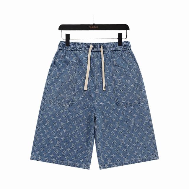 实拍细节图+尺码表 louis Vuitton 路易威登Lv23S新款满印提花 牛仔短裤 原版面料高版本高品质 网红明星同款 定制提花面料 原版贴牌 时尚设计