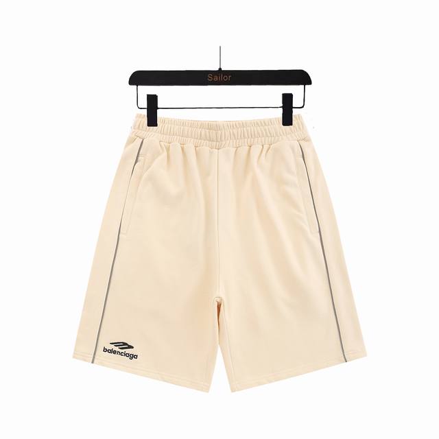 实拍细节图+尺码表 balenciaga 巴黎世家 刺绣反光条毛圈短裤 最高版本 定制420克毛圈卫衣面料 特殊走线工艺 完全对版 辅料 开模原版过鉴定领标10