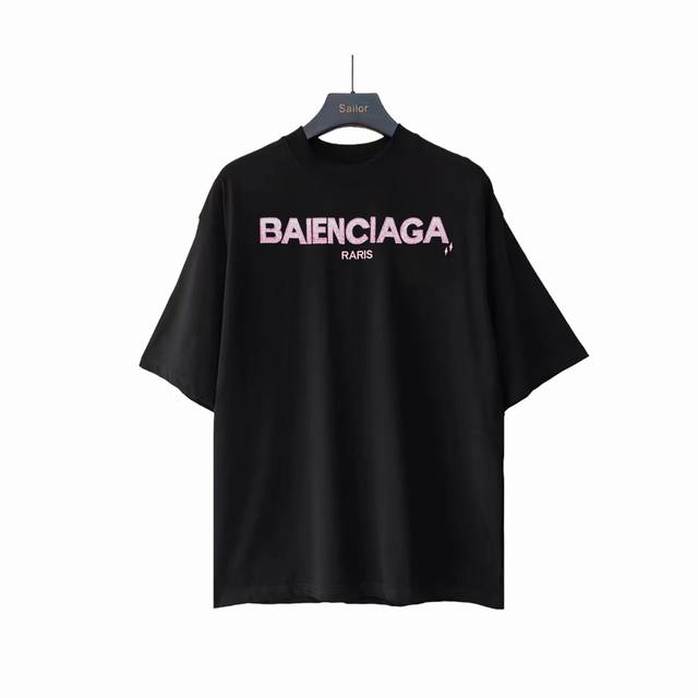 实拍细节图+尺码表 balsenciaga巴黎世家彩色渐变小方格绣花短袖 最高版本 定制面料270克100%双纱棉 彩色渐变小方格绣花 辅料 开模原版过鉴定领标