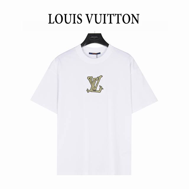 louis Vuitton 路易威登 25Ss 麻绳结刺绣短袖T恤 lovers刺绣贴饰融入25秋冬秀场的套索Ropes元素风格 与后部路易标识相映成趣 优雅设