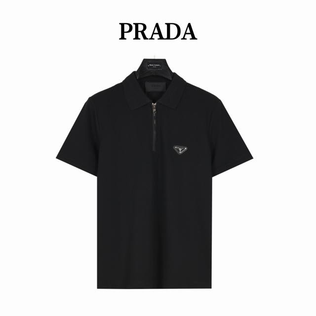 prada 普拉达 25Ss新款经典三角标半拉链短袖polo衫 原版品质欢迎对比 1:1经典复刻 合身版型polo 衫 选用专柜优质大网眼布珠地棉面料打造 跟市
