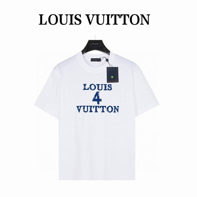 lv 路易威登 数字4数码印花短袖 款号:Lv19 白色 240克重磅小落肩100%棉T恤 Os版型 宽松有型好搭配 采用精梳紧密赛络工艺 面料更耐磨 袖口以及