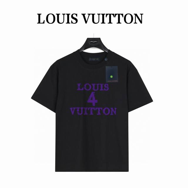 lv 路易威登 数字4数码印花短袖 款号:Lv19 黑色 240克重磅小落肩100%棉T恤 Os版型 宽松有型好搭配 采用精梳紧密赛络工艺 面料更耐磨 袖口以及