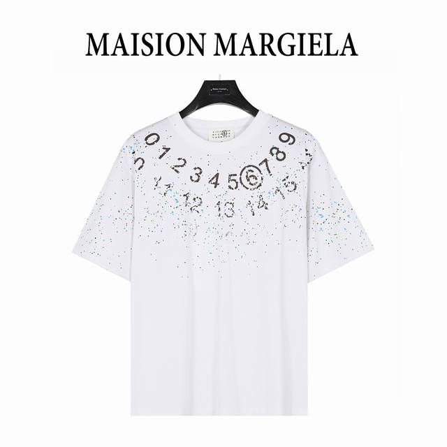 maisonmargiela 马吉拉 数字泼墨斑点印花短袖T恤 重磅精梳260G纯棉双纱面料 数码3D直喷 螺纹定织定染通肩拉条工艺增加衣物清洗寿命 触感舒适
