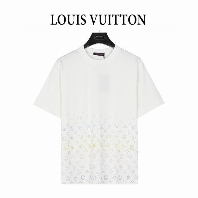louis Vuitton 路易威登 25Ss 老花彩钻渐变短袖T恤 原版16, 购入开发 采用高质纯棉14S细针德国横机织造 裁片织成后环保固色定染 下摆字母