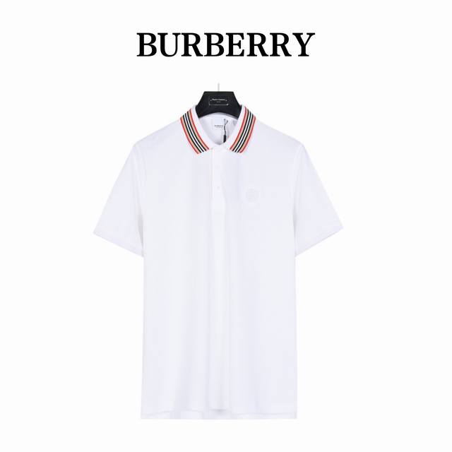 burberry 巴宝莉 经典领口条纹标识刺绣短袖polo衫 选用棉质珠地网眼布打造 定制材质260G长绒棉 衣领为双系统提花定织扁机制成 有弹性 不变形 衣服