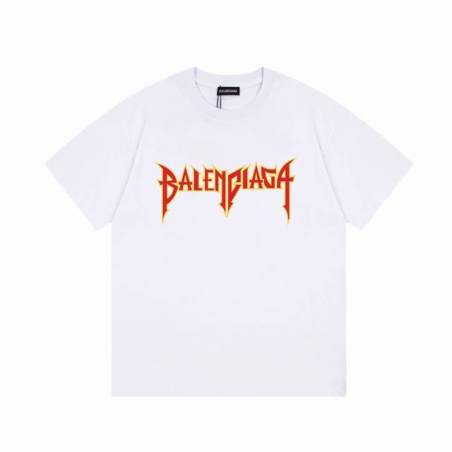 Balenciaga 巴黎世家火焰字母短袖 品质升级 精致做工 手感柔软 充满了复古工艺还拥有厚实的手感 标志性的图标 独有的辨识度 高克重纯棉质感一流 男女同