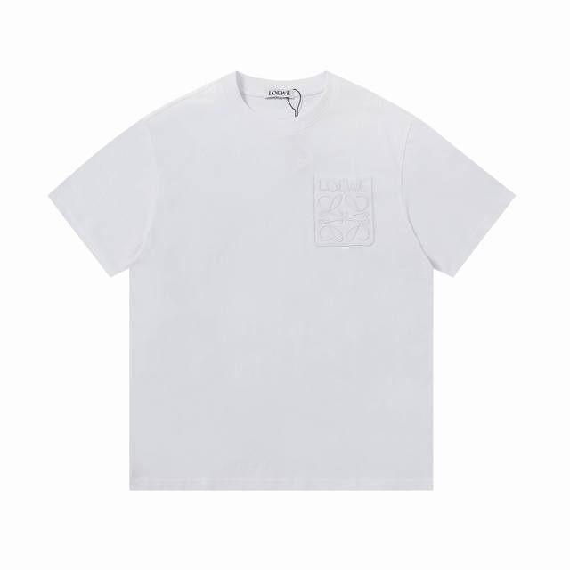 上新 高版本 loewe 罗意威 经典Logo刺绣口袋短袖 240克双纱面料32支纯棉 25Ss最新最顶级 专柜款 经典个性简约拼色刺绣小标Logo 圆领短袖