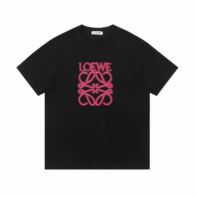 上新 高版本 loewe 罗意威 荧光图案圆领短袖T恤半袖 男女同款 情侣款 宽松版型 最高版本 原版面料 高版本 高品质 所有细节 面料辅料工艺 全部1:1