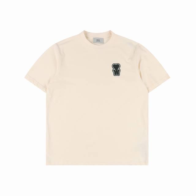 ami paris X Woo Shik 联名款Ss25撞色短袖 240G新疆长绒棉顶级双纱缩水率控制在2%出口级固色品质 真正做到了不易变形缩水不掉色 siz