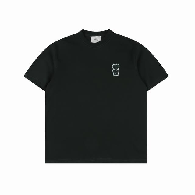 ami paris X Woo Shik 联名款Ss25撞色短袖 240G新疆长绒棉顶级双纱缩水率控制在2%出口级固色品质 真正做到了不易变形缩水不掉色 siz