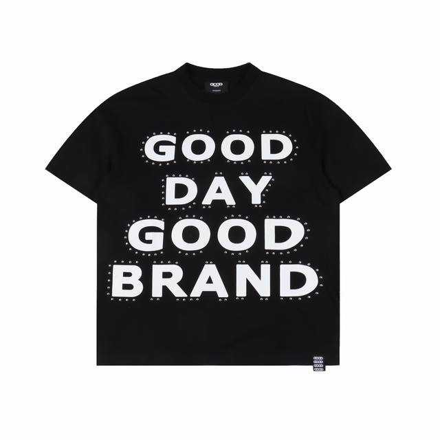 goodbrand 25Ss Allday 铆钉裂纹印花宽松短袖 男女同款 颜色 黑色 尺码 S M L Xl