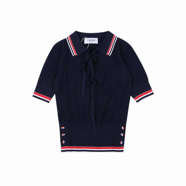 thom Browne Tb 针织系带polo 短袖T恤 原版定制面料 辅料 尺码 1 2 3