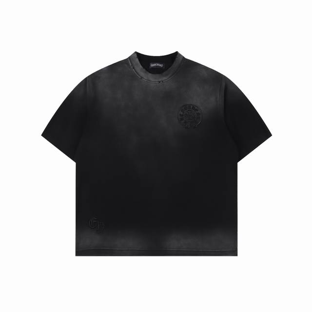 chromehearts 克罗心 25Ss 马蹄贴布刺绣烧花水洗破洞短袖T恤 秀场私人订制系列 整衣做旧激光烧花定制300克双纱面料 美式酸洗做旧原身布激光烧花