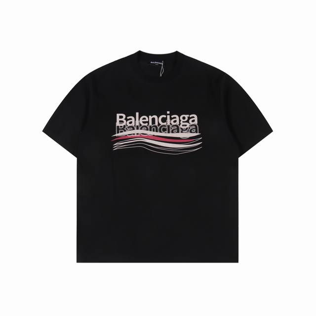 balenciaga 巴黎世家 25Ss 重影多Logo发泡印花短袖T恤 购入原版开模打造 全套定制辅料 所有细节完美还原 定织定染260G纯棉精梳棉面料 洗水