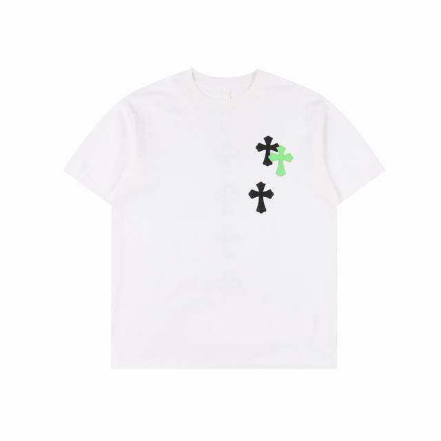 chrome Hearts 克罗心 荧光串标十字架短袖T恤 采用直喷进口机器印花 五金辅料均开磨定制 正确配置 黑色2025克罗心正品包装 克定制定染双纱棉 版