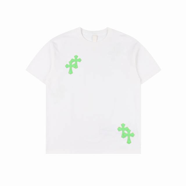 chrome Hearts 克罗心 荧光十字架短袖T恤 采用直喷进口机器印花 五金辅料均开磨定制 正确配置 黑色2025克罗心正品包装 克定制定染双纱棉 版型大