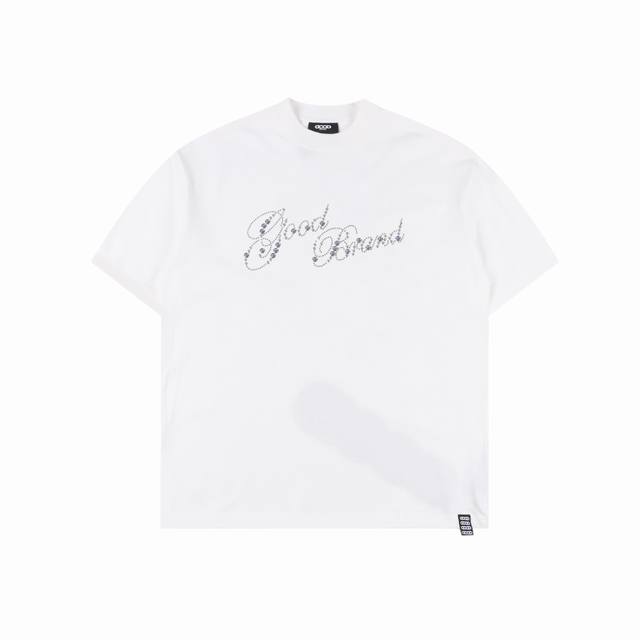 goodbrand Good花体烫片花卉轻奢时尚高级感短袖T恤 男女同款 350克重面料 颜色 黑色 白色 尺码 S M L Xl