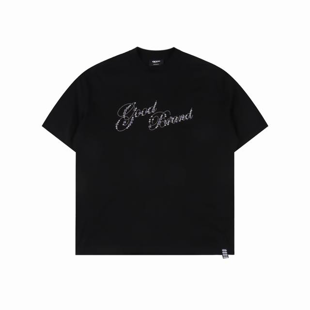 goodbrand Good花体烫片花卉轻奢时尚高级感短袖T恤 男女同款 350克重面料 颜色 黑色 白色 尺码 S M L Xl