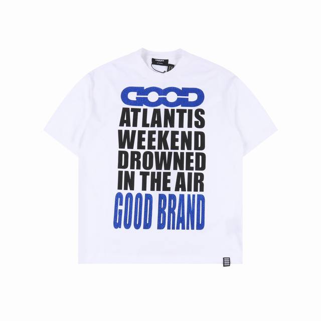 goodbrand Ss25 烫钻字母印花Logo短袖T恤 男女同款 350克重面料 颜色 黑色 白色 尺码 S M L Xl