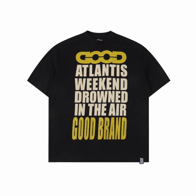 goodbrand Ss25 烫钻字母印花Logo短袖T恤 男女同款 350克重面料 颜色 黑色 白色 尺码 S M L Xl