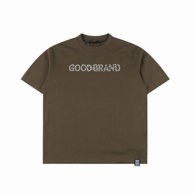 goodbrand 珠片标语时尚高级感短袖T恤 男女同款 350克面料 颜色 黑色 绿色 尺码 S M L Xl