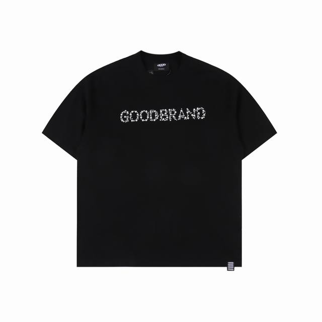 goodbrand 珠片标语时尚高级感短袖T恤 男女同款 350克面料 颜色 黑色 绿色 尺码 S M L Xl