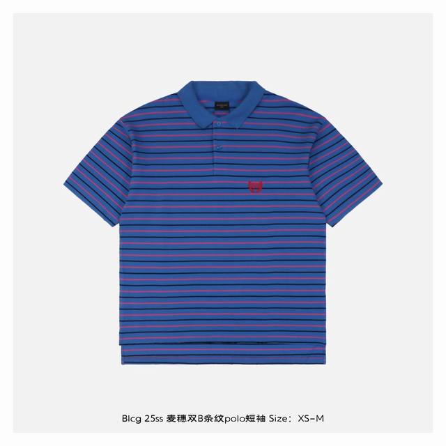 balenciaga 巴黎世家 25Ss 麦穗双B条纹polo短袖 定制珠地条纹面料 采用双梭提花织机编织 在传统珠地网眼结构 透气蜂窝纹理 基础上融入不对称渐