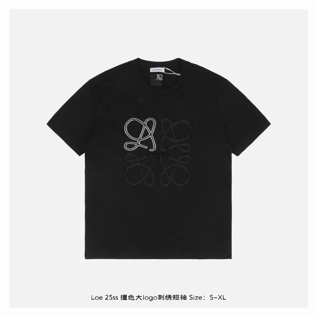 loewe 罗意威 25Ss 撞色大Logo刺绣短袖 面料采用230克重精梳棉 定制32支1*1螺纹 成衣两遍水洗处理 面料舒适亲肤无异感 定制定染面料 纺织密