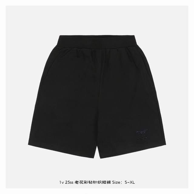 LV 25Ss 老花彩钻针织短裤 原版购入开发 定制冰氧潮棉混纺330克 高温烫钻 进口刺绣 面料酵洗 高弹性橡筋 定制辅料 宽松版型 size S-Xl