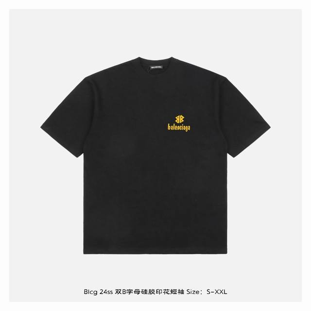 balenciaga 巴黎世家 24Ss 双B字母硅胶印花短袖 面料采用 克重精梳棉 定制32支1*1螺纹 成衣两遍水洗处理 面料舒适亲肤无异感 定制定染面料