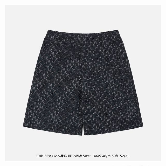 gucci 古驰 25Ss Lido满印双G短裤 自托斯卡纳海滩俱乐部的悠闲美学 以现代设计语言重释1960年代意大利度假风情 斜纹桑蚕丝面料捕捉地中海的粼粼波