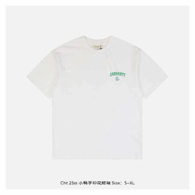 carhartt 卡哈特 25Ss 小鸭子印花短袖 面料采用230克重精梳棉 定制32支1*1螺纹 成衣两遍水洗处理 面料舒适亲肤无异感 定制定染面料 纺织密度
